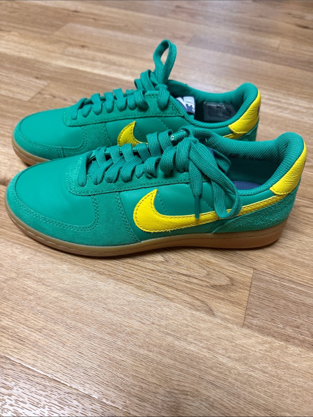 green & yellow Nike Field General sneakers suede uppers & gum sole size 8.5